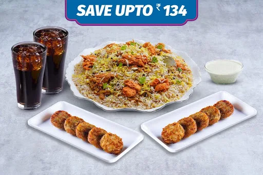 1 Non-Veg Kilo Biryani + 2 Non-Veg Kebabs + 2 Beverages (Serves 3-4)