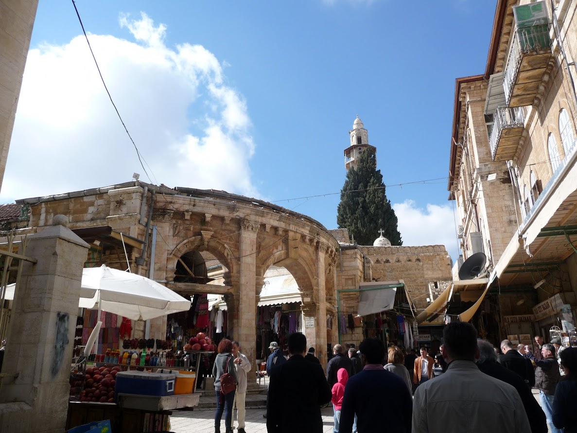 Here we are still in the very large Muslim Quarter of the Old City, hanging out with some Roman architecture evidenced by those columns and arches