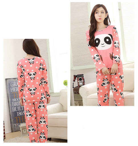 Title 5, Fashion Cartoon Lady Long Sleeve Pajamas Suit, ...