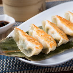 Pan-Fried Shrimp, Pork, Garlic & Chive Dumplings 韭菜蝦肉鍋貼