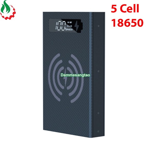 Box Sạc Dự Phòng 5 Cell 18650 Sạc Nhanh Không Dây Qc3.0 - 20W+Qi - 10W (Không Pin)