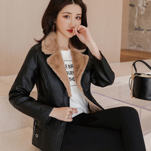 Title 2, Autumn and Winter Leather Coat for Women Thicke...