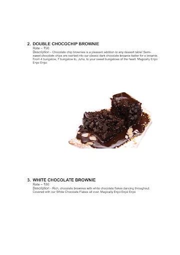 Magical Unicorn Brownies menu 