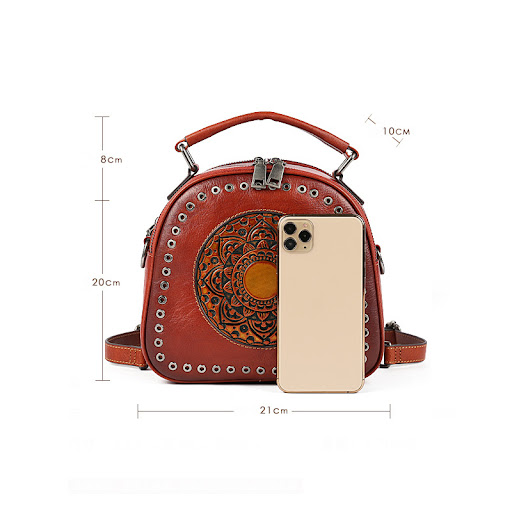 Title 1, Retro Original First Layer Cowhide Round Hole T...