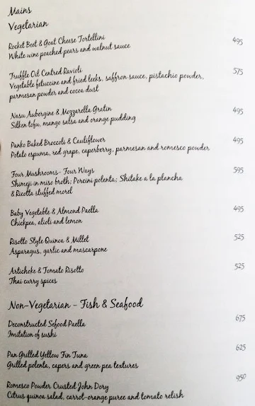 Caperberry Restaurant menu 