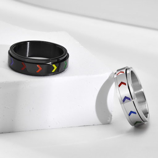 Title 6, Six Color Rainbow Arrow Rotatable Titanium Stai...