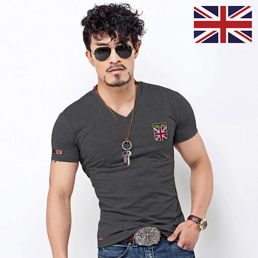 V neck dark grey