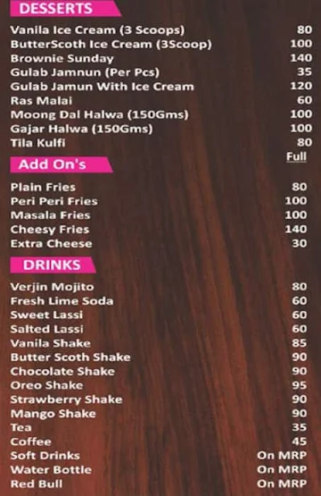 Spicy Affairs menu 