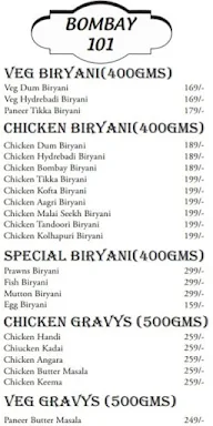 Bombay 101 menu 1