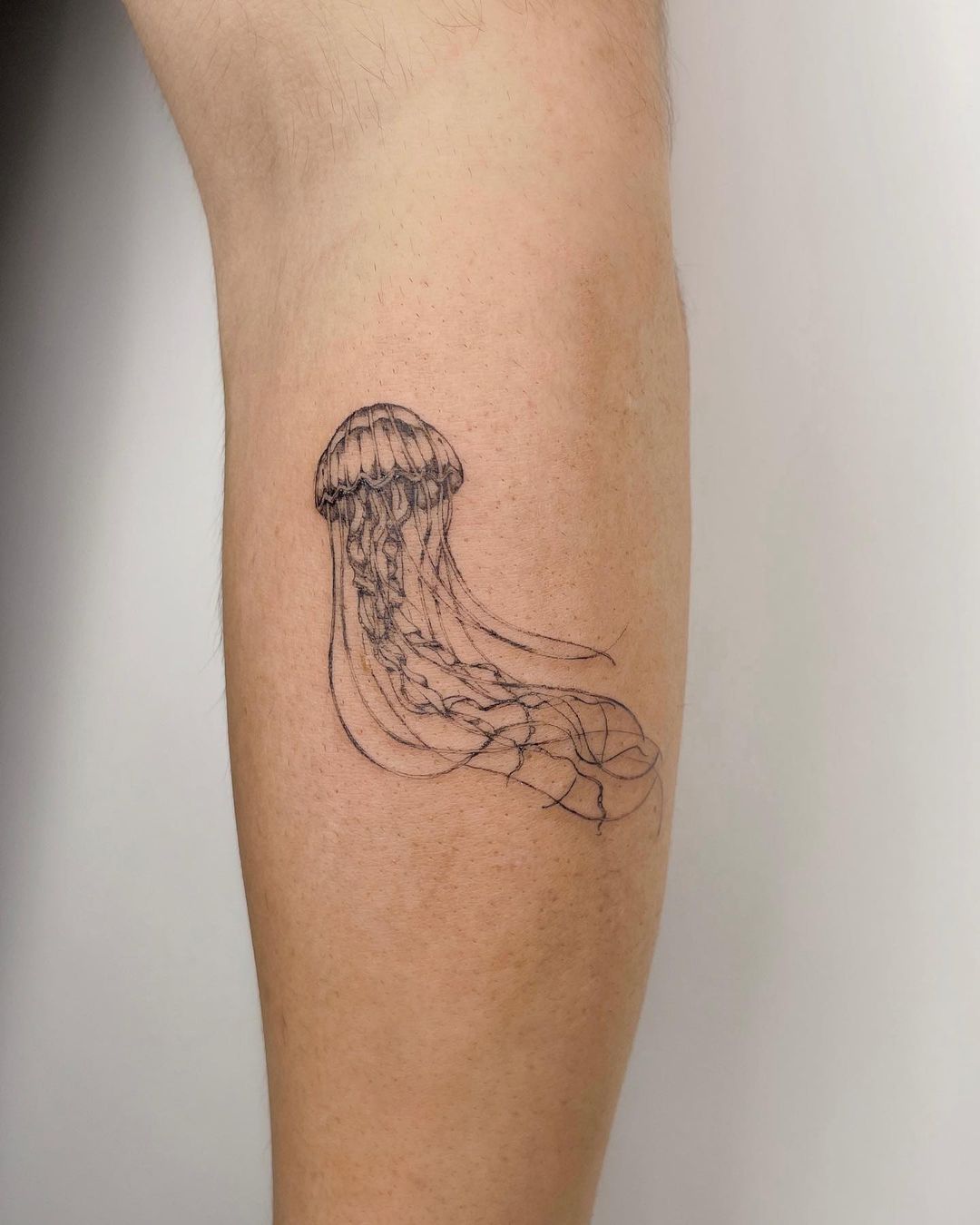 Fine Line Jellyfish Tattoo