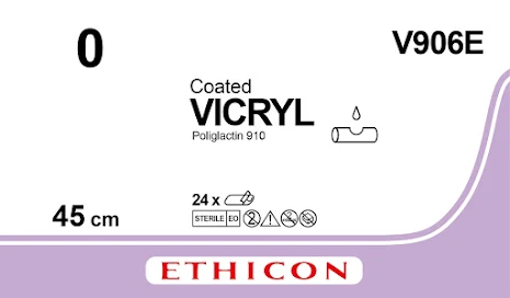 Vicryl 0 12x45cm Sutupak J906T tidigare V906E