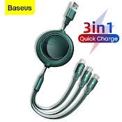 Cáp Sạc Baseus Type C Micro Usb C Iphone 3 Trong 1 Cho Huawei Xiaomi Samsung Iphone 13 Pro Max Có Thể Thu Gọn Tiện Lợi