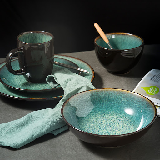 Title 5, Complete Ceramic Tableware Set Bowls Plates Sou...