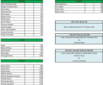 Royaal Rasoi menu 