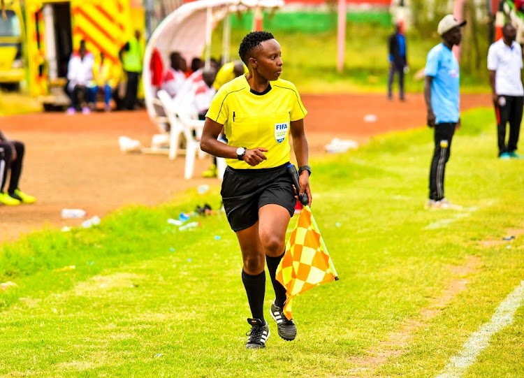 Kenyan referee Mary Njoroge in action during a past match