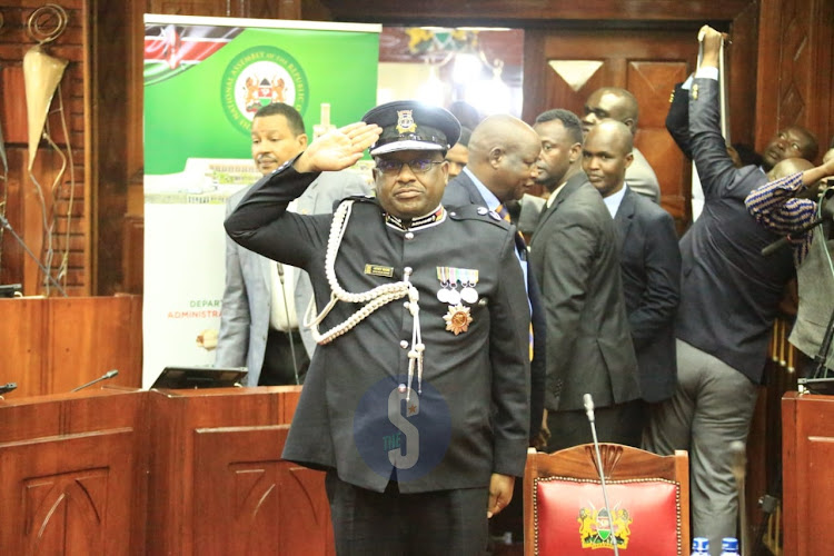 Inspector General nominee Japhet Koome appears for vetting at Administration and Internal Affairs Committee in Parliament on November 8.