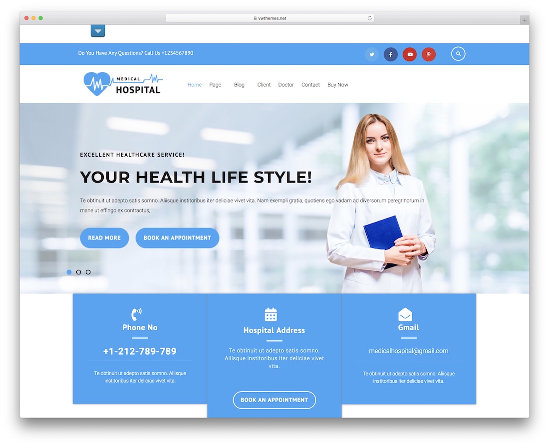 tema de wordpress gratuito de atención médica vw