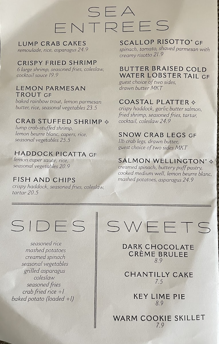 Coastal Del Mar - Seafood Grill gluten-free menu