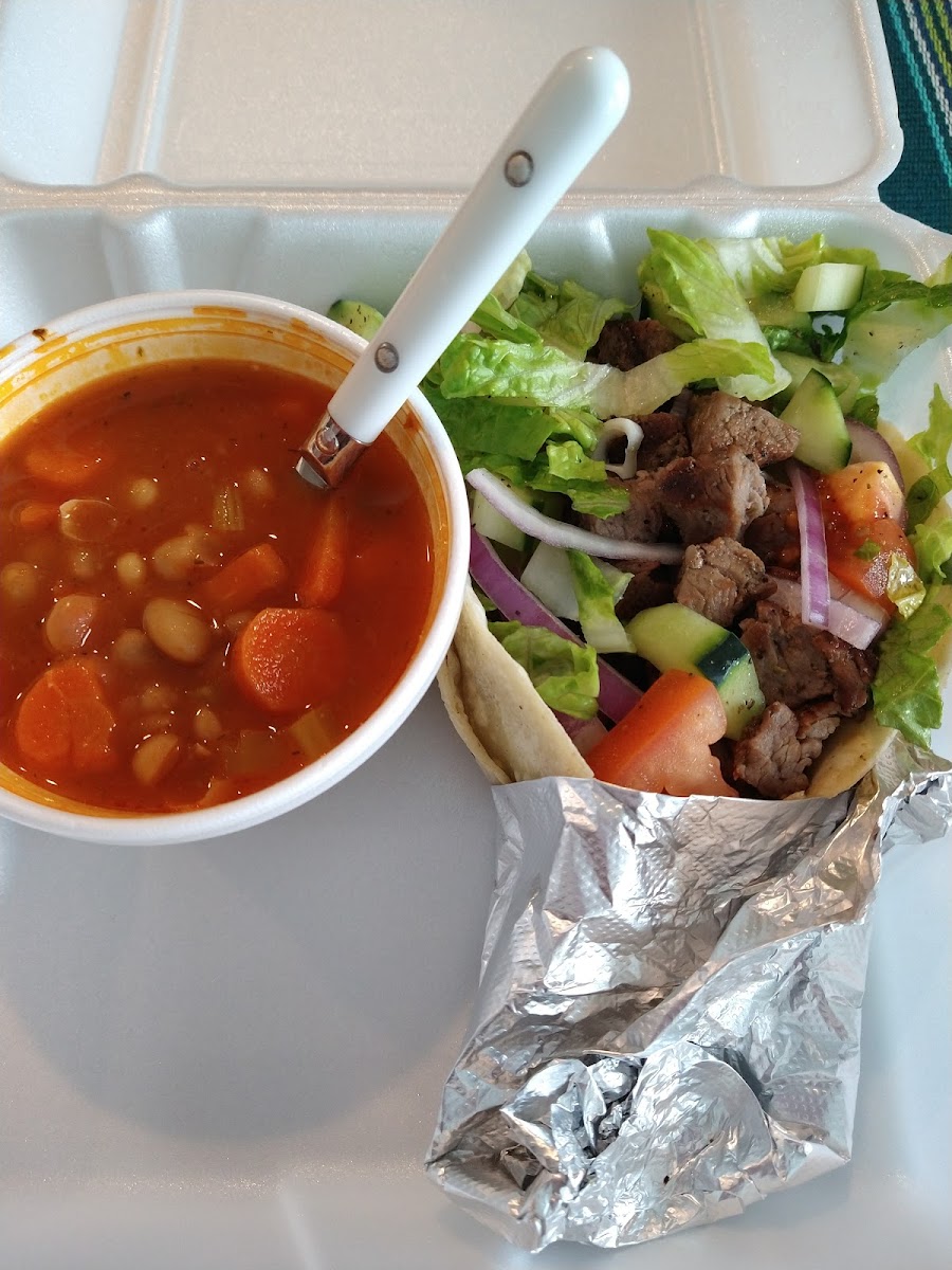 Steak gyro & bean soup