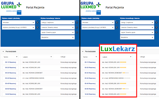 LuxLekarz - LuxMed + ZnanyLekarz