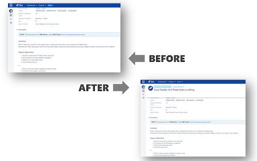 Jira Sticky Header