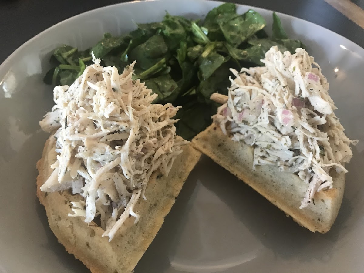 Italian chicken salad on savory toast.