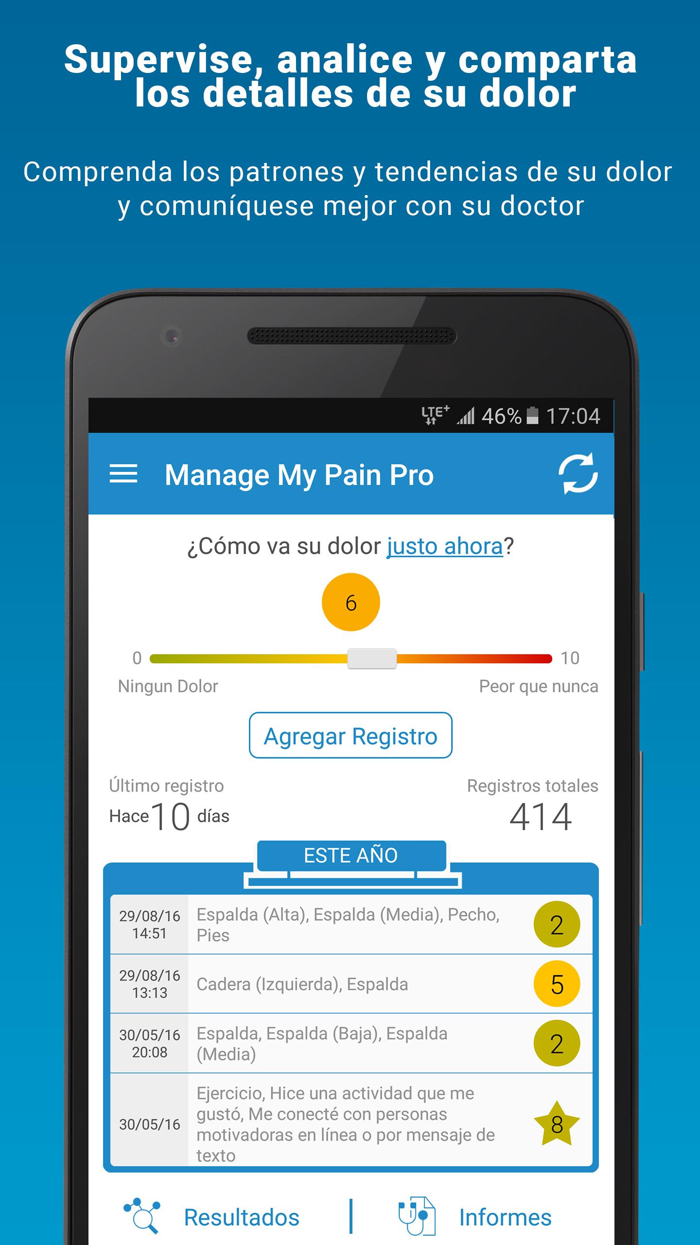Android application Manage My Pain Pro screenshort