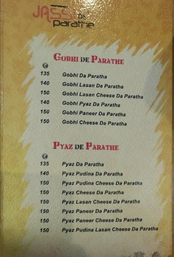 Jassi De Parathe menu 