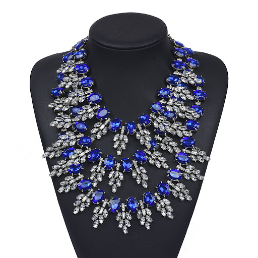 Title 7, Multilayer Flower Gem Tassel Necklace
