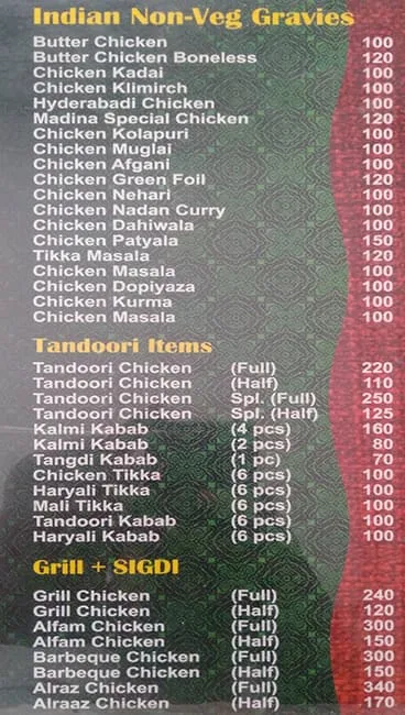 Madina Family Restaurant menu 