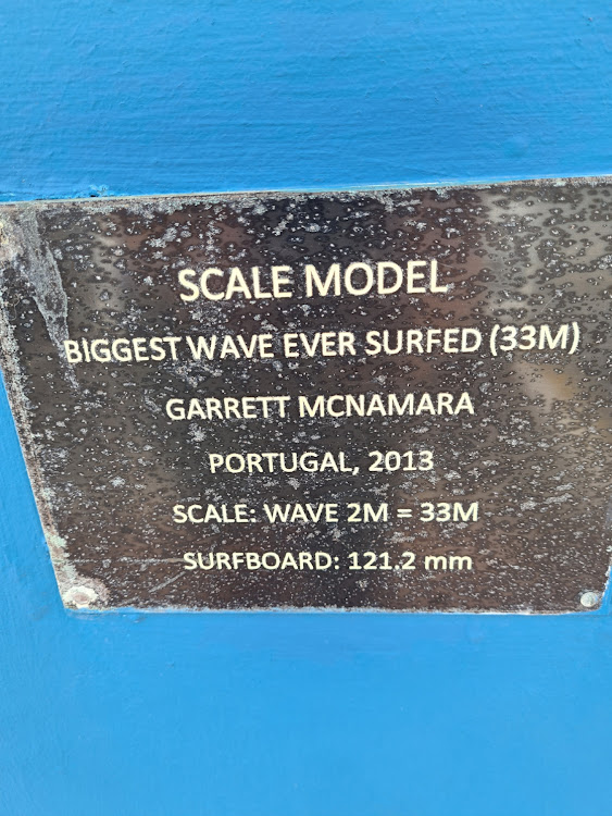 The Mobius wave, a scale model sculpture fashioned out of concrete and steel in celebration of Garrett McNamara’s biggest wave ever ridden in the world, Nazare, Portugal, 2013, in Jeffreys Bay.