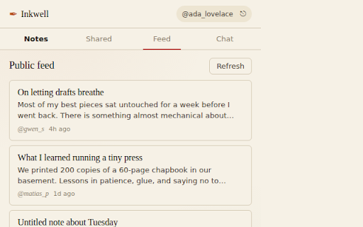 Inkwell — Notes, Feed & Chat screenshot 4