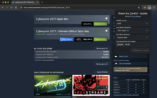 Steam Kur Çevirici