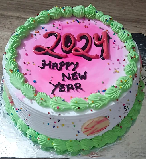 Happy New Year Vanilla Cake - 2024 Half KG