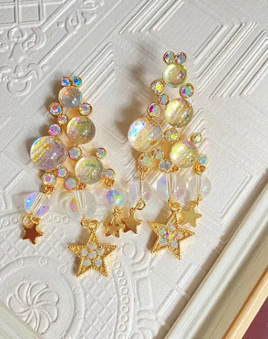 Boucles d'oreilles à pompons mi-lon - 1