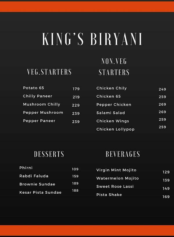 King's Biryani menu 