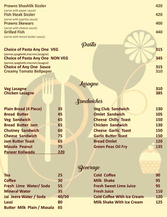 Bird Valley menu 