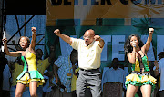 Former  president Jacob Zuma dances with Chomee. 