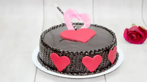 Chocolate Red Heart Fondant Cake