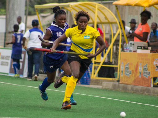 Telkom’s Caroline Guchu during a past match against Ghana Police /COURTESY