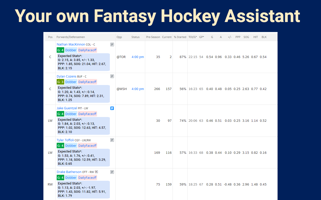 Fantasy Hockey Assistant Preview image 2