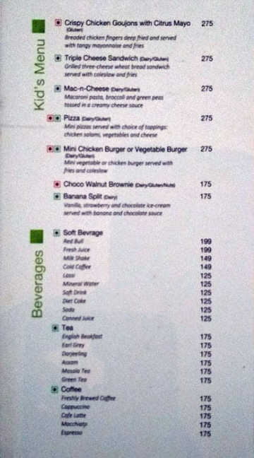 Ziva All Day Dining - Holiday Inn menu 