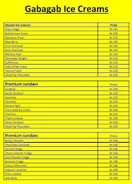 Gabagab Ice Cream menu 1