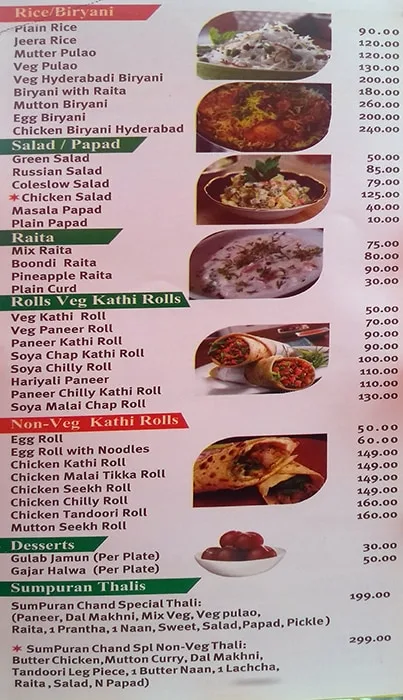 Sumpuran Chand Family Restaurant menu 