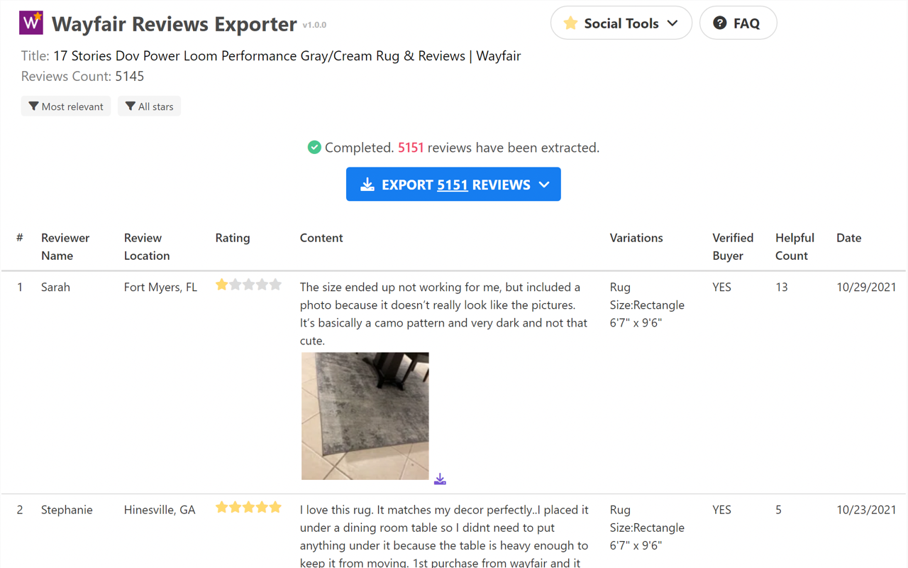 Wayfair Reviews Exporter | Images Preview image 4