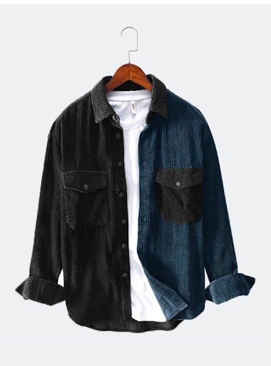 Title 2, Patchwork casual loose Long Sleeve Shirt