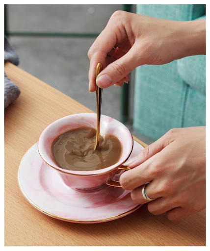 Title 6, Nordic Simple Marbled Ceramic Coffee Cup Saucer...
