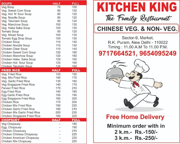 Kitchen King menu 