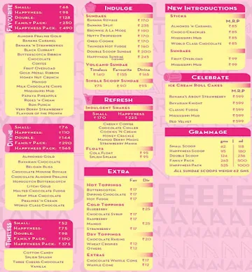 Baskin Robbins menu 