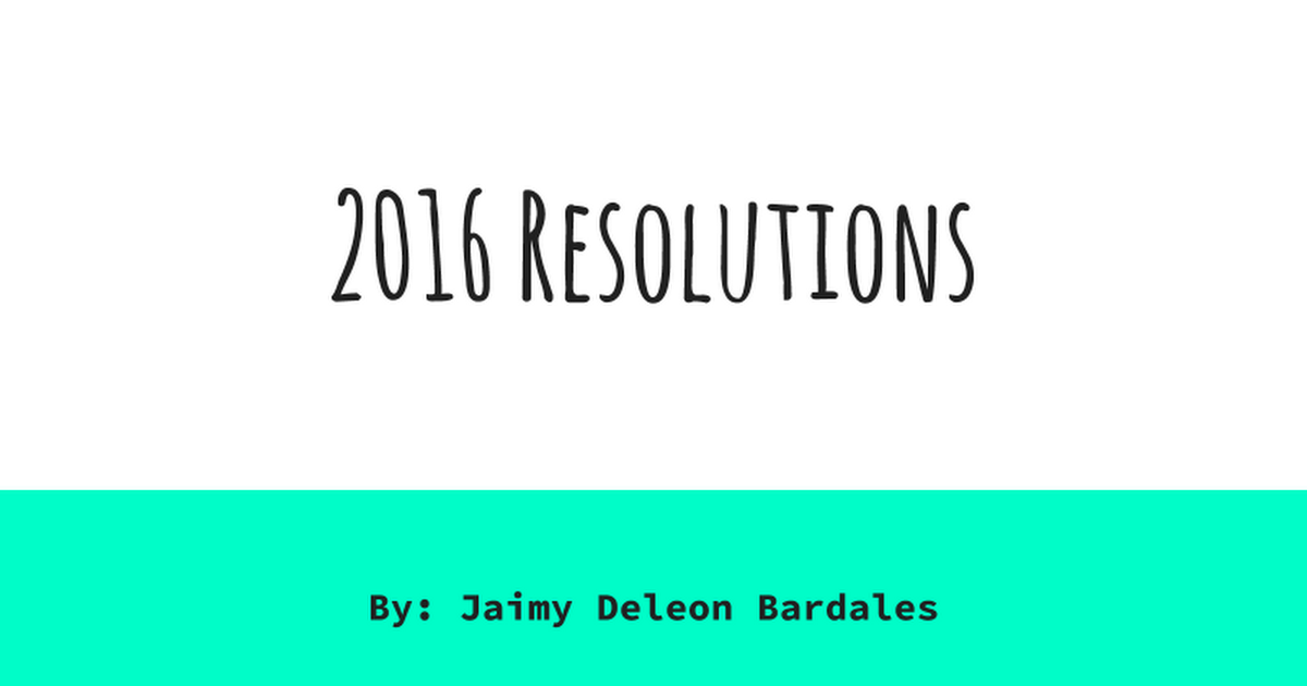 2016 Resolutions